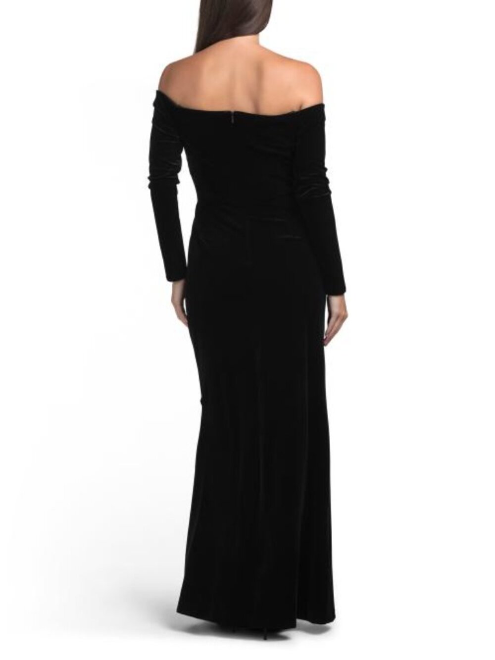 XSCAPE Side Ruffle Velvet Gown - Picture 2 of 4